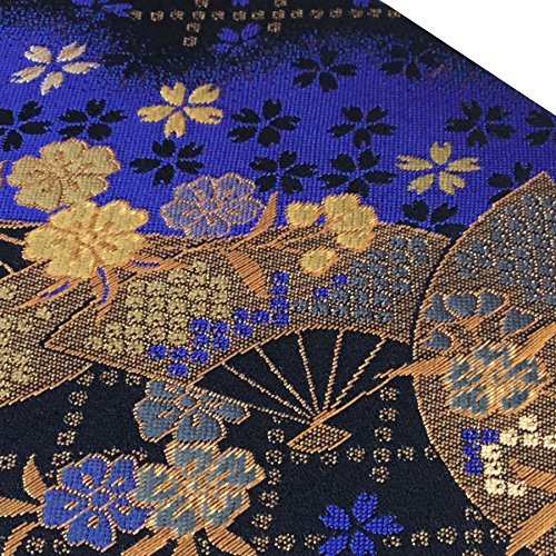 Amazon | 千糸繍院 御朱印帳L【青藍扇桜】西陣織 金襴装丁/刺繍文字